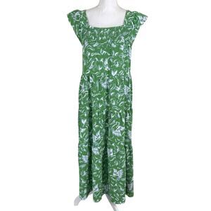 Michelle McDowell Midi Dress Medium Cottage Tiered Smocked Birds Resort Vacation